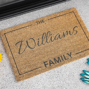 Personalized Custom Doormat Family Name Door Mat , Housewarming Gift, Wedding Gift, Rustic Welcome Mat, Grandparent Gift, Closing Gift