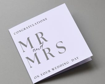 Carte de mariage de M. et Mme | Carte de félicitations minimaliste