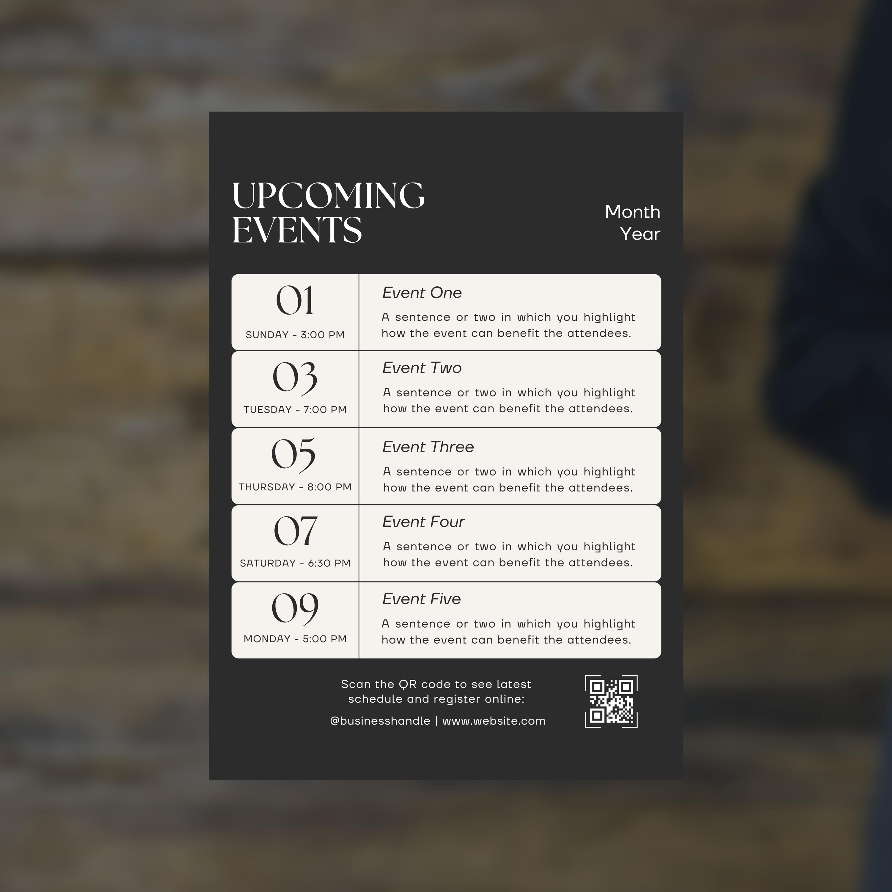 Sign Sizes For Events TEMPLATE, Upcoming Events, 3 Sizes, Flyer Sign, Social Media/instagram ...