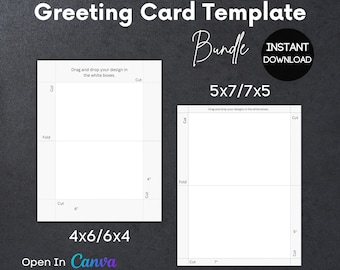 TEMPLATE, Greeting Card, Bundle, Sizes 6x4 and 5x7, Editable in Canva, Printable, Foldable Cards, Drag and Drop Your Design, Instant Downloa