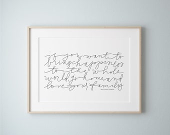 Love Your Family Original Handlettered Digital File Mother Teresa