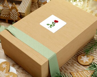 roossticker, witte en rode roos, cadeau, bloemenstickers, bloemensticker