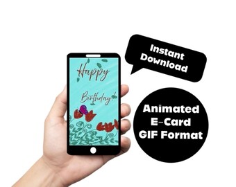 Animated Birthday E-Card, Fun Digital Birthday Wishes (Instant Download)