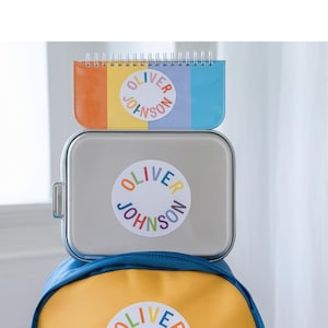 Personalized Watercolor Rainbow Heart Name Labels | Waterproof, Durable Stickers for School, Daycare, Camp, Lunchboxes, Bottles and Supplies
