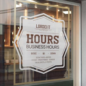 Custom Store Hours Decal – Vinyl Window Cling for Business, Storefront, Hours of Operation, Static Sticker, Personalized Sign, Logo