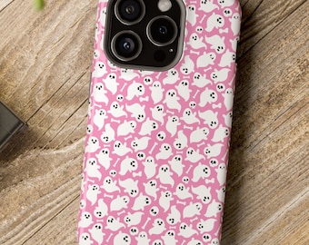 Ghost Phone Case, iPhone 16 Tough Case, Pink Ghost Phone Case, Halloween Phone Case, Spooky Phone Case, Cute Phone Case