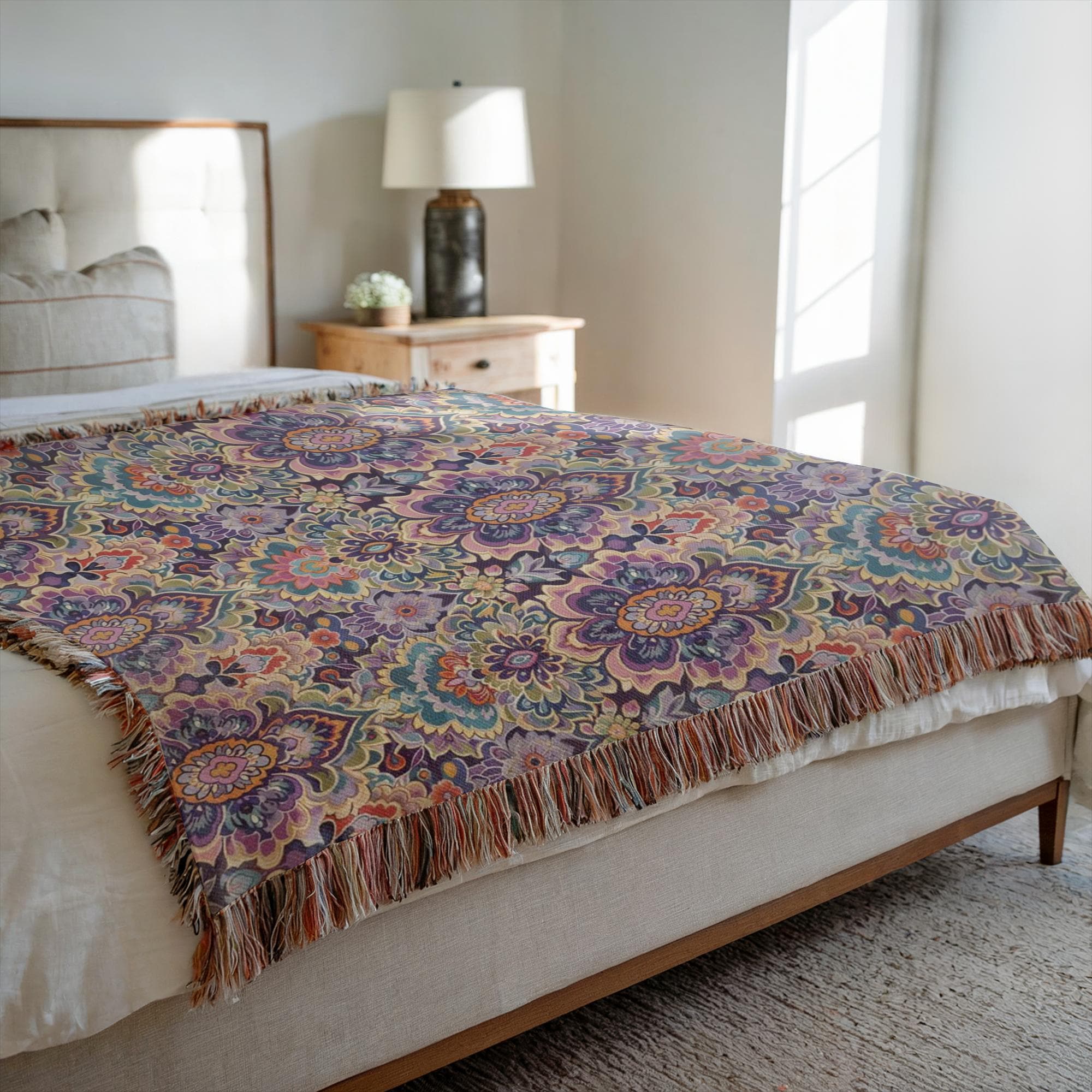 Woven Blanket Throw, Boho Blanket, Wall Tapestry, Bohemian Tapestry, Bohemian Blanket, Natural Cotton Blanket, Housewarming Gift