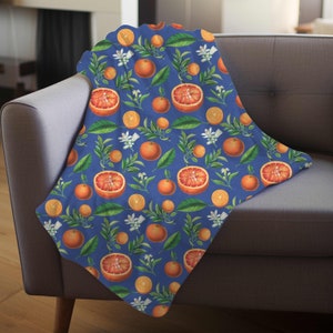 Fresh Orange Grove All-Season Blanket- Citrus Fruit Lightweight Throw
