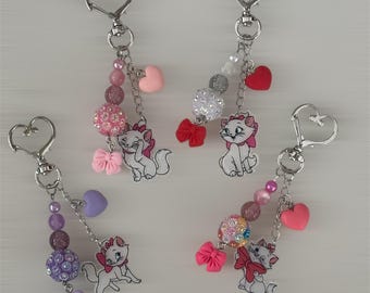 Pretty Cartoon cat inspired dangle beaded bag charm|keychain