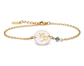 Handmade Zodiac Bracelet – Gold Stainless Steel Bracelet, Astrology Jewelry, Gift for Her