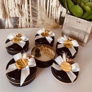 Personalized Candle Metal Box, Wedding Candle Favors, Bridal Shower Guest Favor, Baby Shower Candle Favor, Bulk Wedding Candle Party Favors.