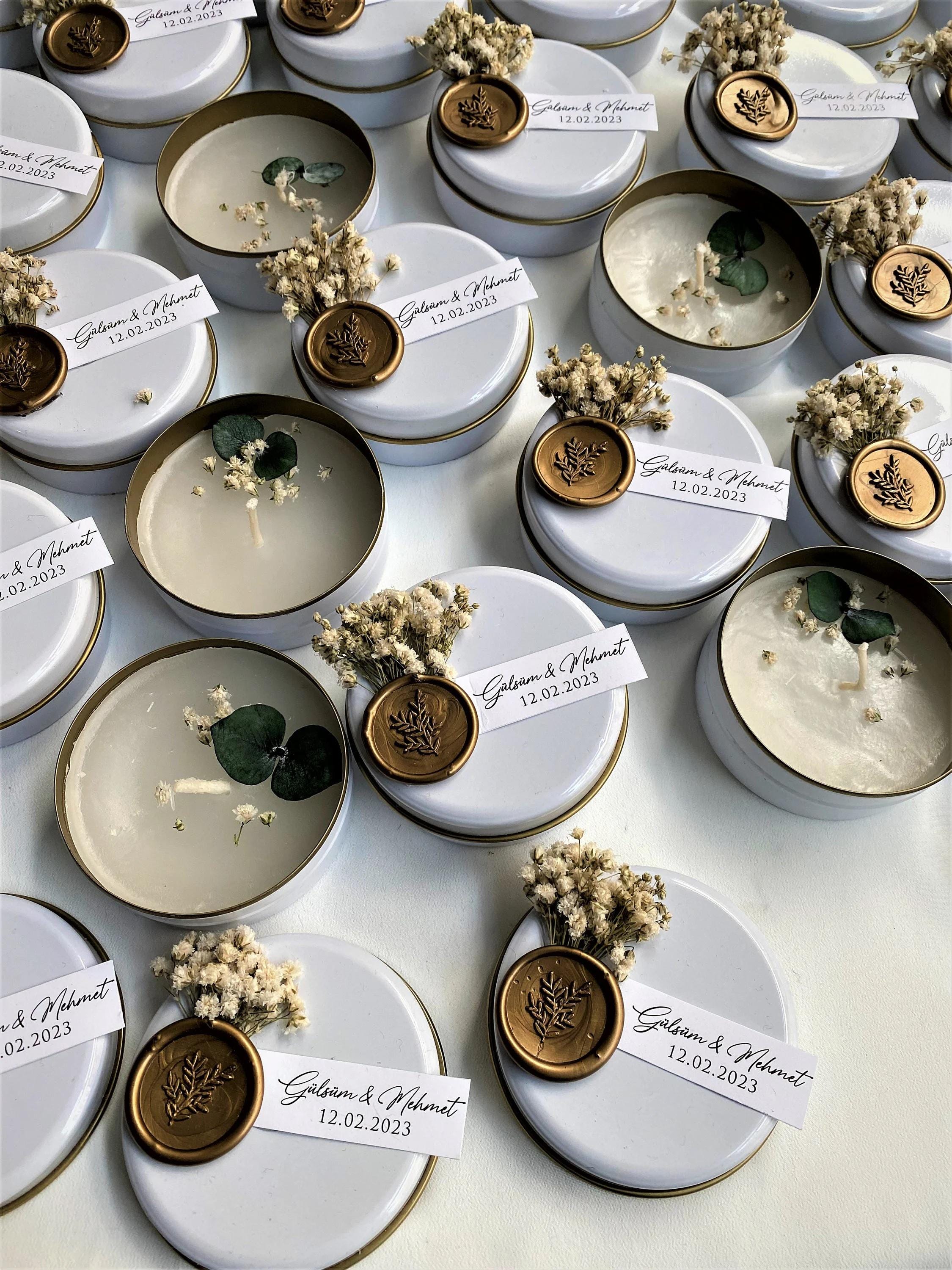 Bulk Wedding Favor, Candle in Metal Box Personalized Mini Candle Favors ...