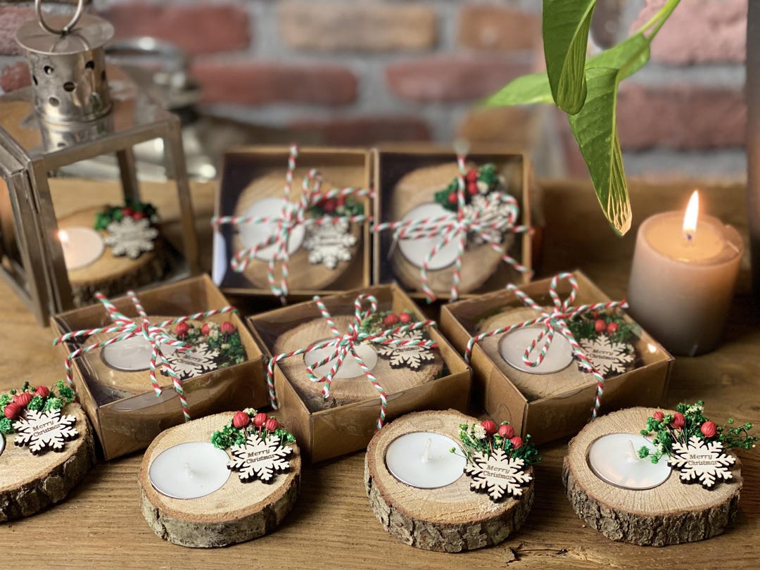 Christmas Wood Gifts, Christmas Candle Rustic Favors, Happy New Year ...