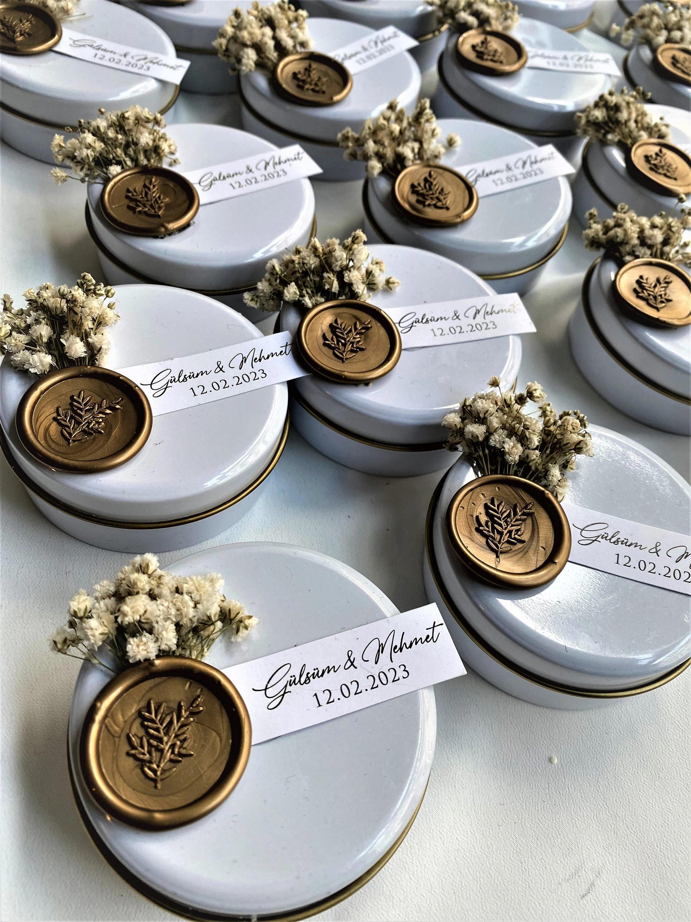 Bulk Wedding Favor, Candle in Metal Box Personalized Mini Candle Favors ...