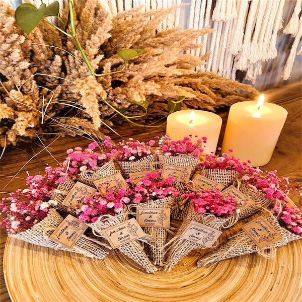 Magnet Wedding Favors, Mini Dried Flower Bouquet, Bulk Gift