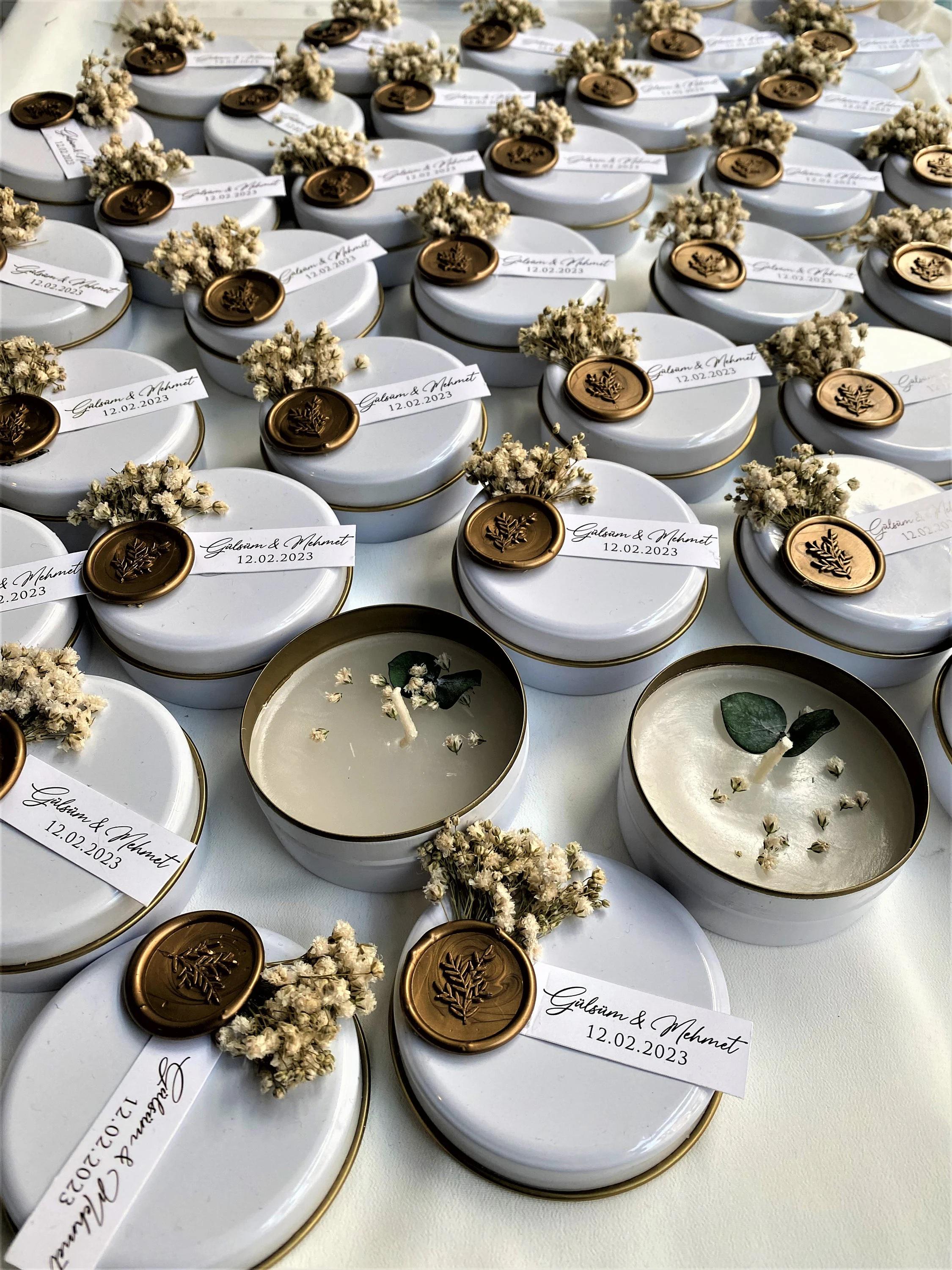 Bulk Wedding Favor, Candle in Metal Box Personalized Mini Candle Favors ...