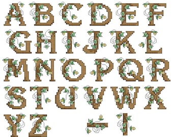 Rustic Alphabet Cross Stitch Pattern Digital Download