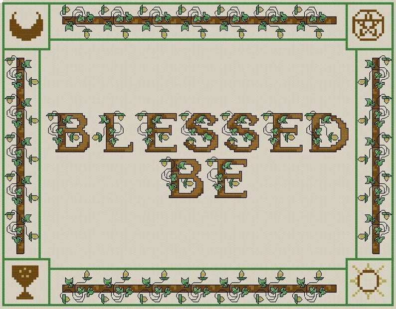 Blessed Be Sampler Counted Cross Stitch Pattern Digital Download image 1