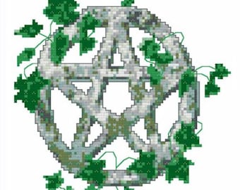 Patrón de punto de cruz del pentáculo de piedra y hiedra - Descarga digital
