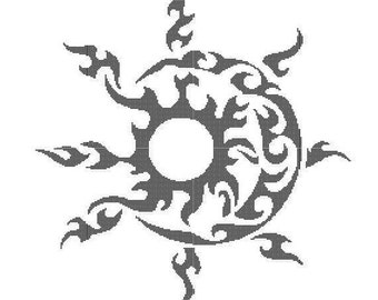 Tribal Sun and Moon Counted Cross Stitch - Digital Download