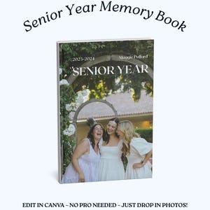 Plantilla Canva para libro de recuerdos de último año: anuario editable para graduados, álbum de recortes, diario fotográfico, regalo de graduación y recuerdo.