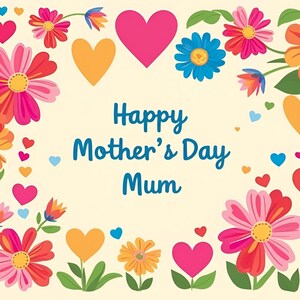 Carte électronique florale pour maman pour la fête des mères - Belle carte numérique - Carte virtuelle à téléchargement immédiat pour maman