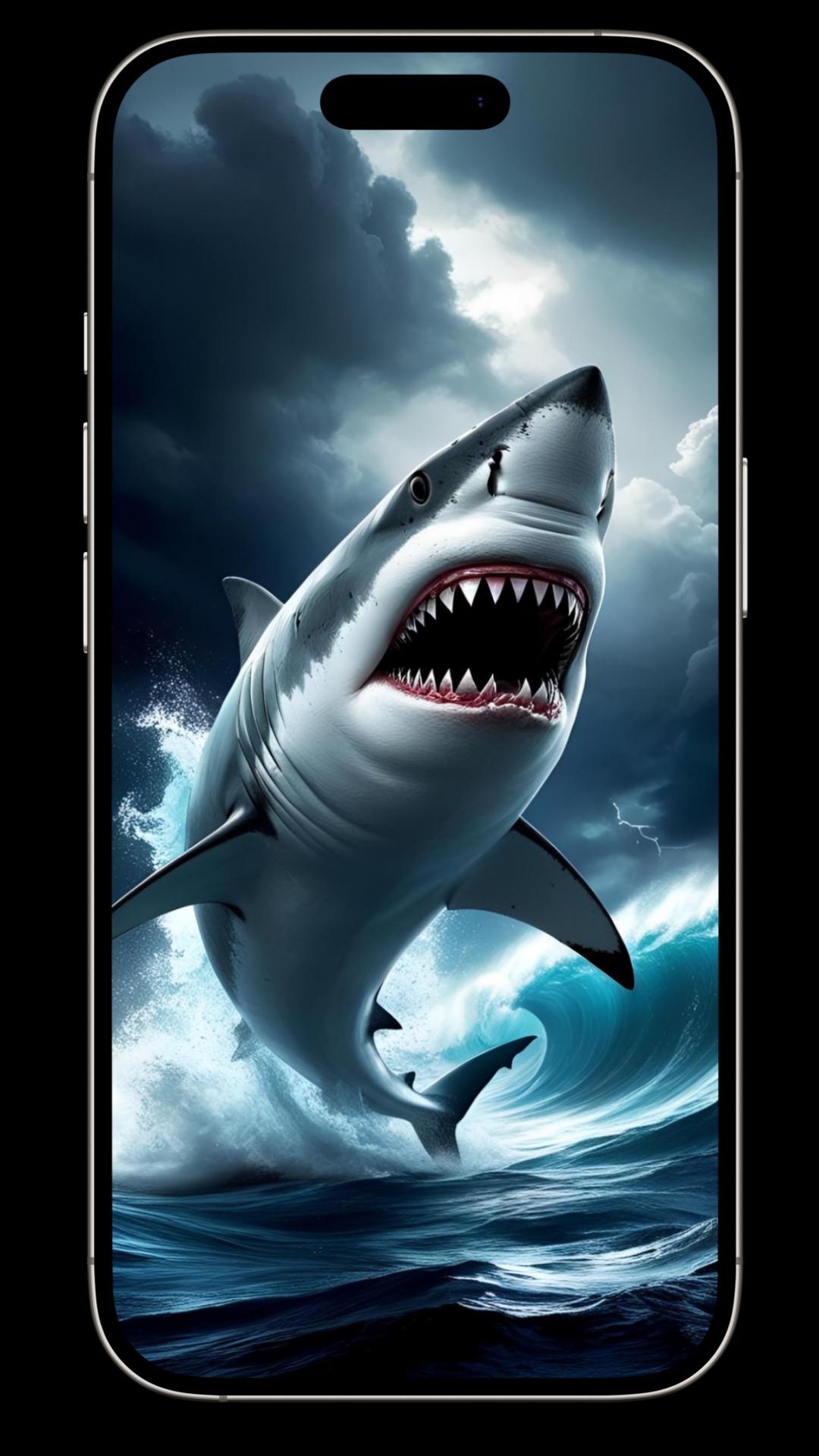 Sfondo per telefono con squalo arrabbiato 1080x1920 / Download digitale di Ocean Predator Art / Sfondo con squalo fantastico per Android e iPhone