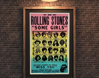 Vintage The Rolling Stones “Some Girls” Poster PNG | Digital Download A2 & A4 Sizes