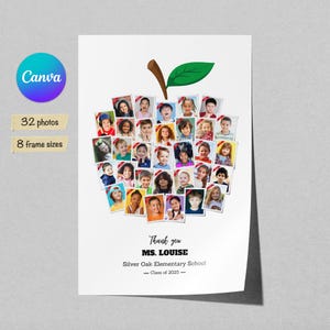 Plantilla de Canva para collage de fotos de Apple para 32 estudiantes, collage de fotos para profesores, regalo de agradecimiento para profesores, regalo imprimible de agradecimiento para profesores.