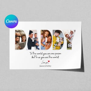 Collage de fotos de papá, regalo personalizado para papá de mi hija, regalo personalizado para papá, regalos personalizados para el Día del Padre, regalo para el cumpleaños de papá
