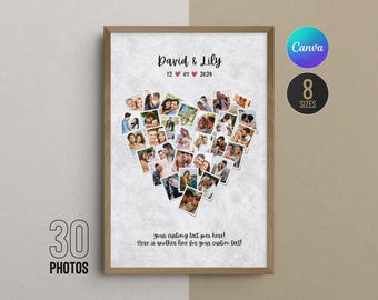 Plantilla de Canva para collage de fotos de amor editable: regalo de aniversario personalizado para él o ella