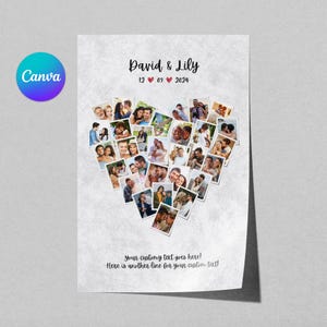 Valentine Photo Collage Template, Valentine Gift for Him, Anniversary Gift for Her, Personalized Valentine Gift, Custom Anniversary Gift