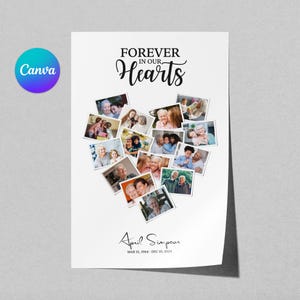 Editable Funeral Photo Collage Template: Celebration of Life (Canva)