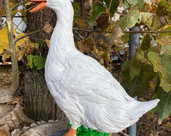 17&quot; ConcreteMix porch Goose Statue, American Dress up goose statue, life-size American Porch Goose Statue, Garden Statue, outdoor goose