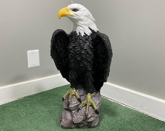 Black American bald Eagle Statue 24&quot; Solid Concrete life-size, Outdoor Garden Decor Father/mother/birth day gift, Second Store Opening sale