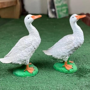 Stone 15&quot; porch Goose Statue, HANDMADE Dress up goose statue, life-size American Porch Goose Statue, Bird garden Statues,outdoor goose