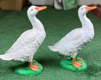 Stone 15&quot; porch Goose Statue, HANDMADE Dress up goose statue, life-size American Porch Goose Statue, Bird garden Statues,outdoor goose