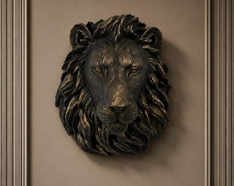 Concrete Lion Head wall Hanger, Outdoor Indoor Decor, Custom Paint Gaurdion of Rome