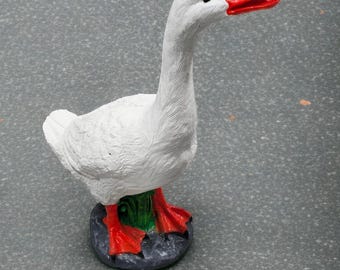 19&quot; Cement porch Goose Statue, American Dress up goose statue, life-size American Porch Goose Statue, Bird  garden Statues, outdoor goose