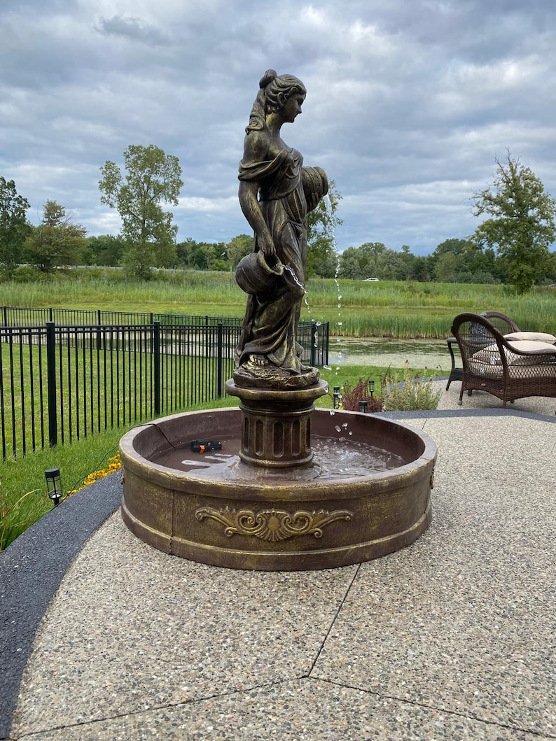 Complete Concrete Fountain Set – Fully Functional with Motor, Built-in pipes, Statue, Base, and Basin

Transform your outdoor space with our stunning concrete fountain set, featuring everything you need for a fully functional water feature. This set includes a basin, a beautifully detailed statue, a sturdy Roman-style base, a fountain nozzle, and a motor—delivering both elegance and functionality.