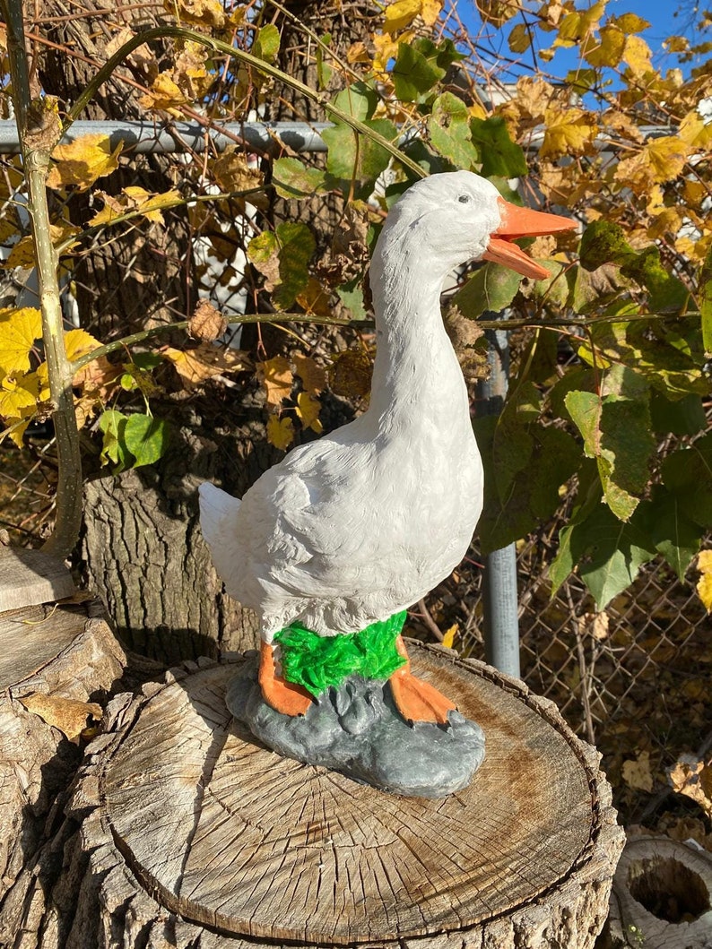 Hand-painted Concrete Porch Goose Statue, American Decor (17 Inch) - Etsy