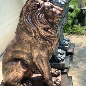 Estatua de león de piedra de 40&quot; / Estatua de león de hormigón macizo / Estatuas decorativas, regalos, Estatua de león grande para exteriores, regalo para el Día del Padre, Estatuas de lujo