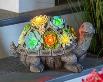 8&quot; Solar Turtle Statue –Outdoor Garden Decor, Gift for Women, Mom, or Birthdays Ur Home Decor, Yard Cleaning Home decorations, Light present