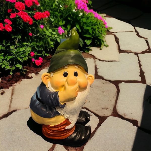 11" Poo Gnome Statue Stinkin smell – Outdoor Garden Decor, Funny Gift for dad, brother, sister, Uncle, Friend or Birthdays Small statue