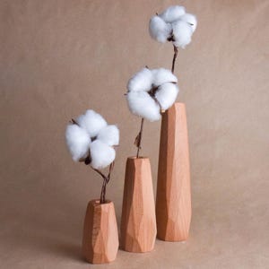 Modern Wooden Vase Set for Dried Flowers Hand Carved Minimalist Home Decor Unique Birthday Gift for Her