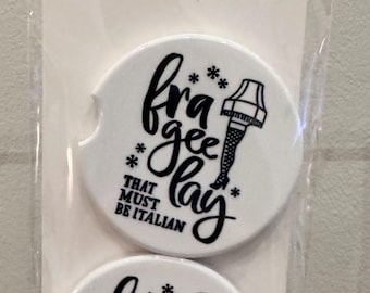 Christmas Story Car Coasters – Fra-Gee-Lay Leg Lamp, Set of 2