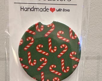 Christmas Car Coasters - Set of 2 Ceramic Absorbent Cup Holder Coasters