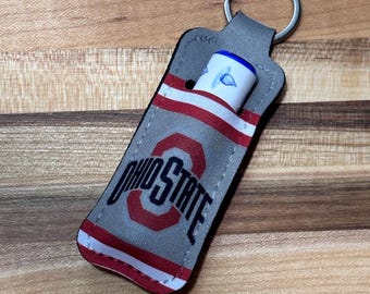 Sports Themed - Chapstick Keychain Holder - The Ohio State with Brutus