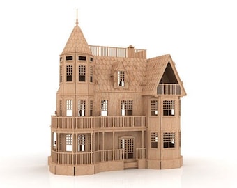 Miniature Huge Doll House No. 92 - DXF Cnc / Laser Cut Files