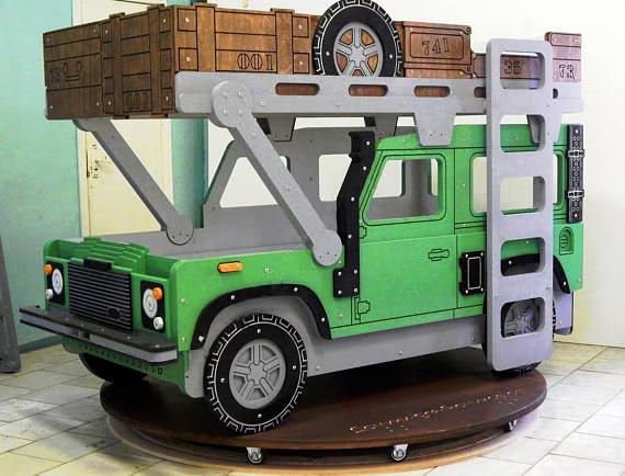 Child Land Rover Bed - CDR + EPS + DXF Files for Cutting